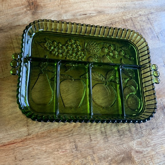 Indiana Glass Dining Vintage Green Indiana Glass Fruit Tray Poshmark